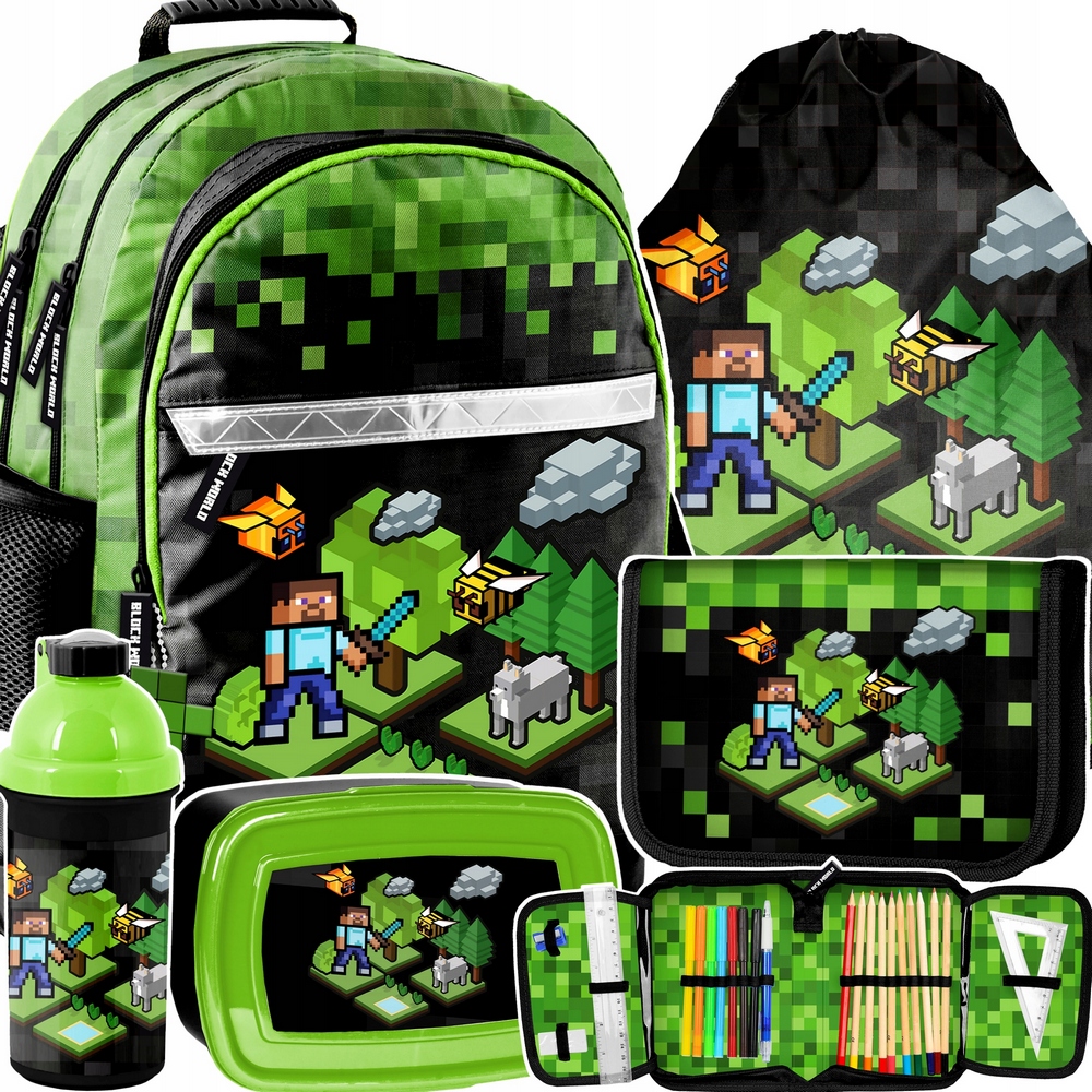 Školské batohové pixely pre fanúšikov hry Minecraft