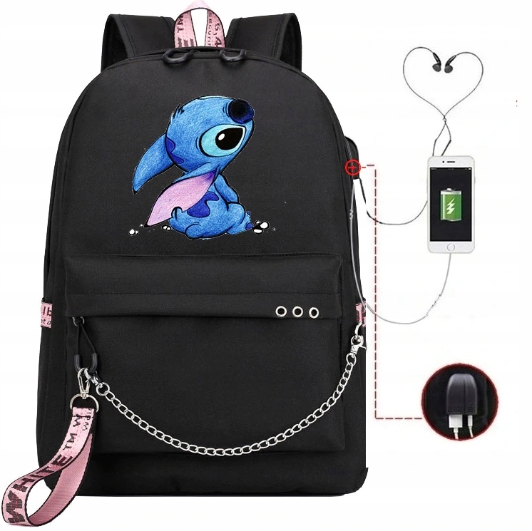 Školské batohové tašky Stitch USB Jack vzory