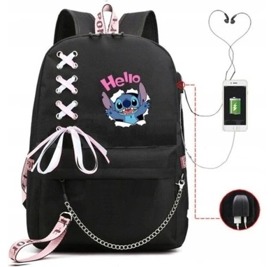 SCHOOL BACKPACK STITCH USB konektor čierny