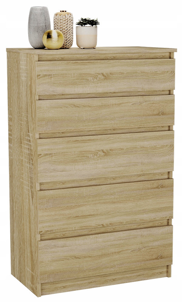 Euro-Meble Pari hrudník zo zásuviek 70 x 40 x 112 cm Sonoma Oak