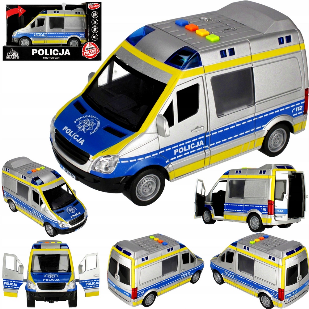 Policajné auto - Policajné policajné auto hovorí poľské zvuky Pull & Back Drive