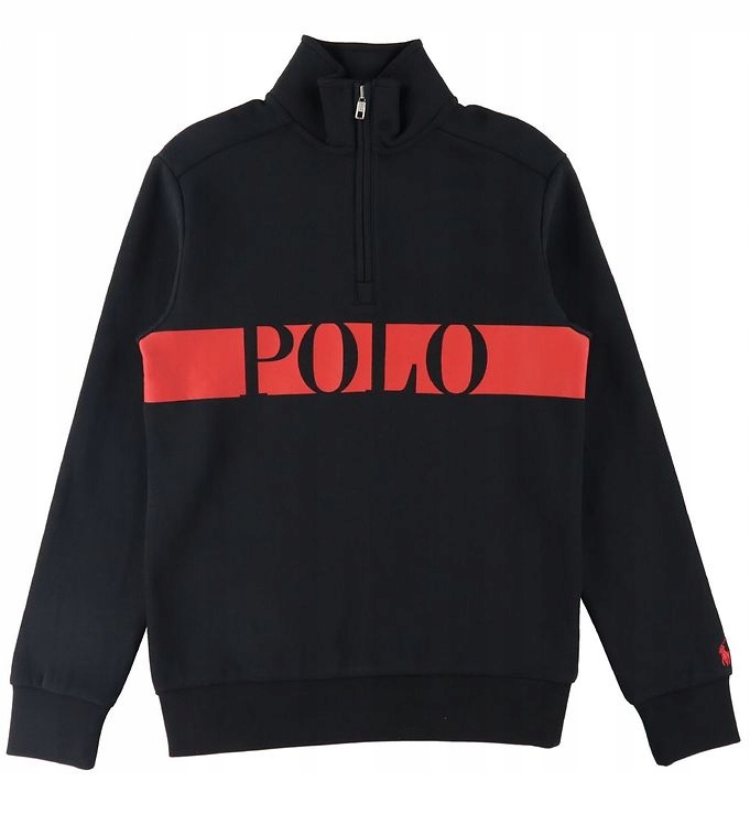 Mikina - Polo Ralph Lauren Polo Mikina veľkosti 150 Čierny rukáv s dlhým rukávom, červený rukáv