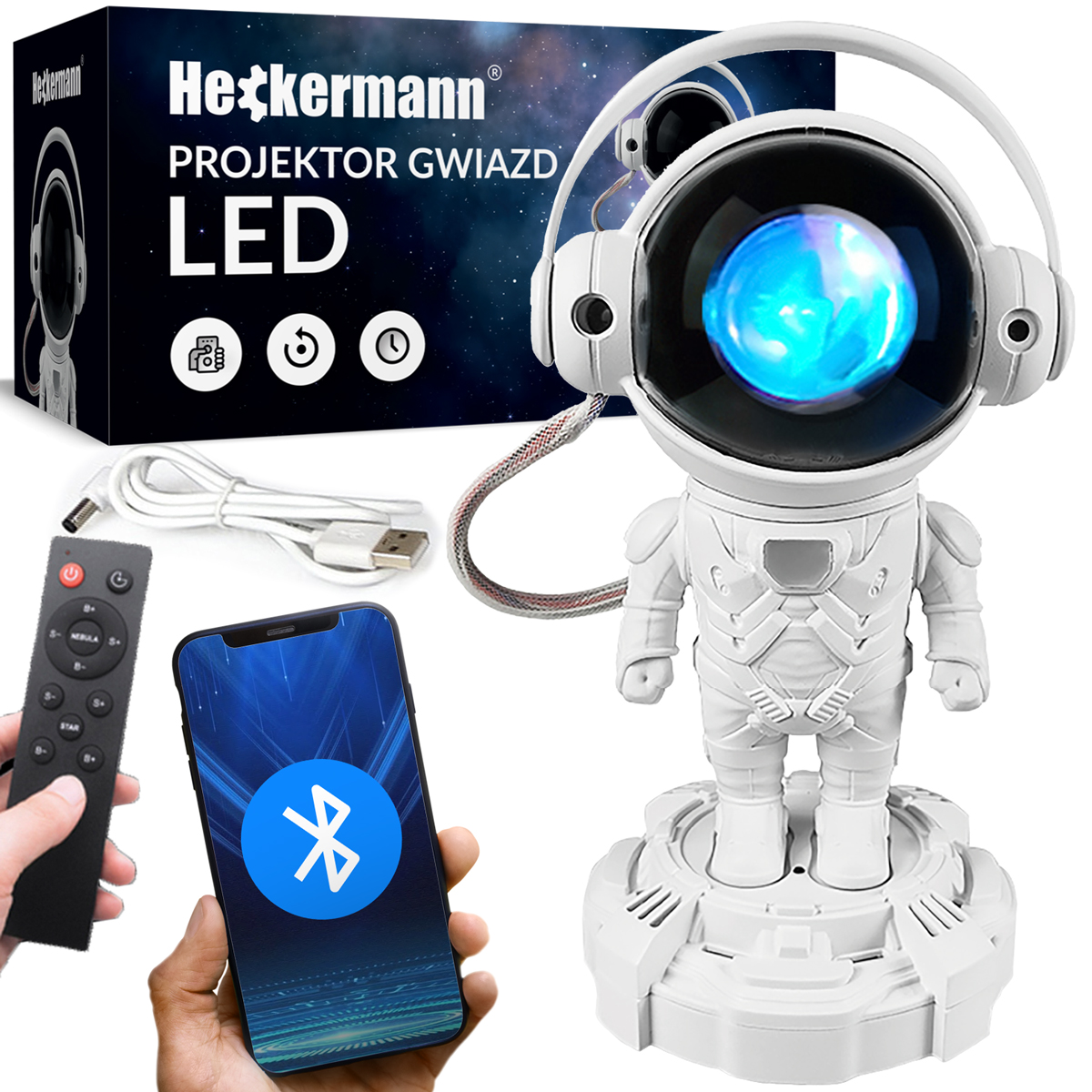 LAMP projektor Heckermann projektor LED hviezdy s bielym reproduktorom diaľkového ovládania