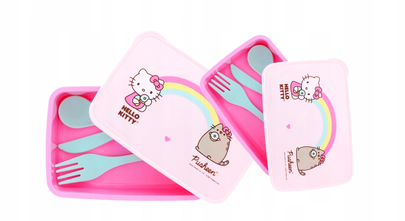 Detský desiatový box, fľaša - PUSHEEN Hello Kitty Lunchbox Príbor na obedový box