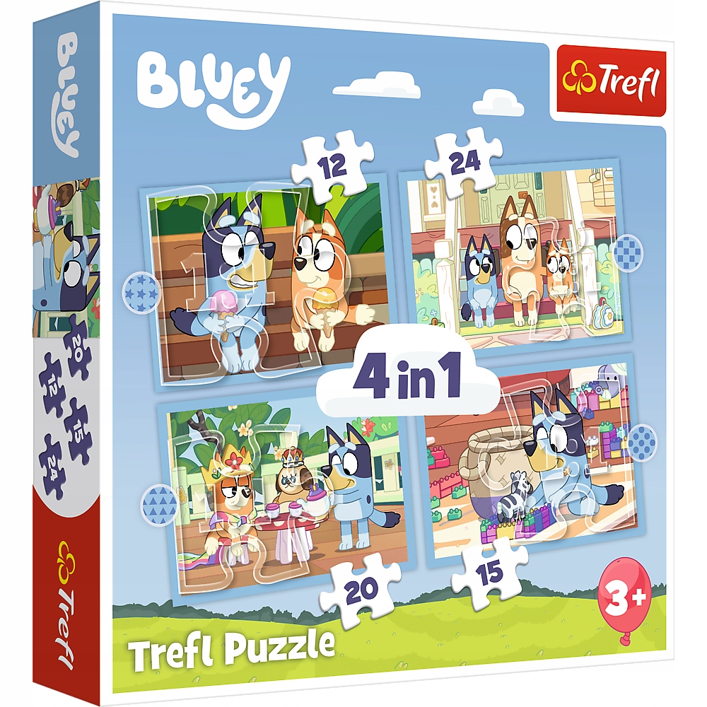 Klasické puzzle - Puzzle 4in1 Dogs Dogs Bluey Blu Trefl 3+