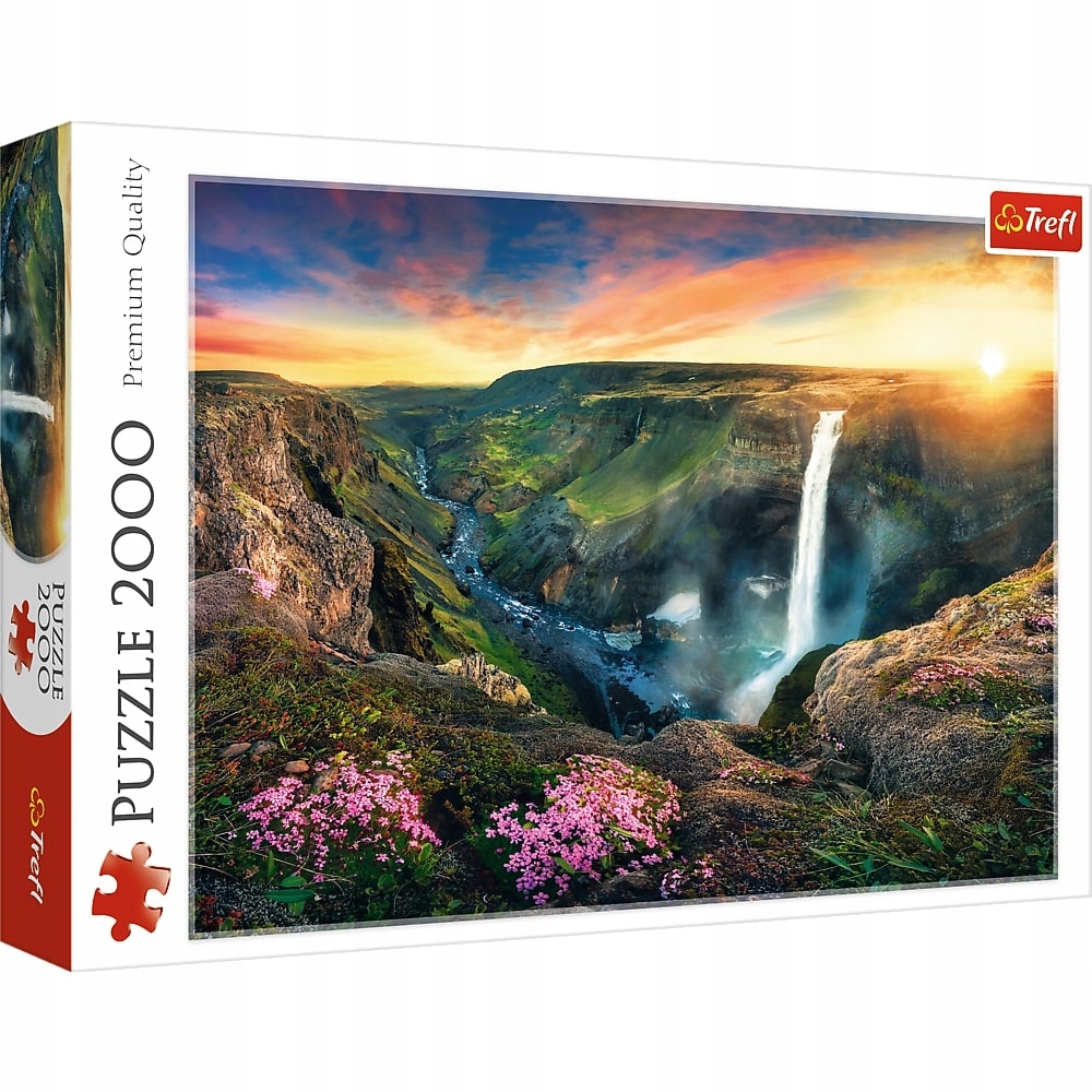 Klasické puzzle - Puzzle krajina vodopádu horského Islandu 2000 TREFL