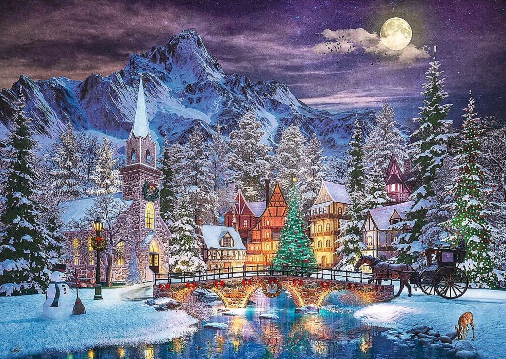 Klasické puzzle - Vianočné hádanky 1000 vianočných zimných snehu
