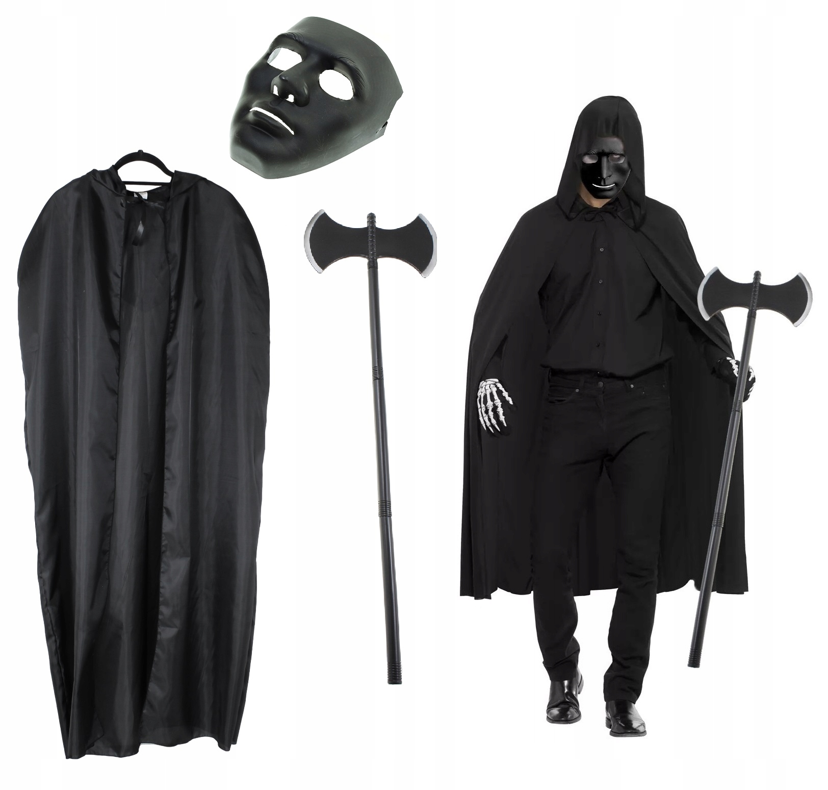 Kostým, maska - Čierny čarodejník Halloween Wizard Cape