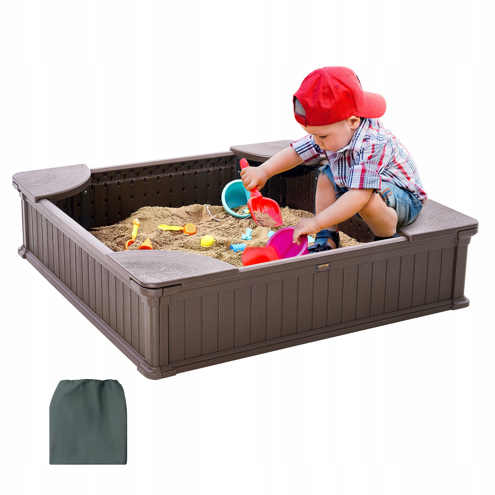 VEVOR Štvorcové pieskovisko 1235x1235x315MM Plastové Základný model