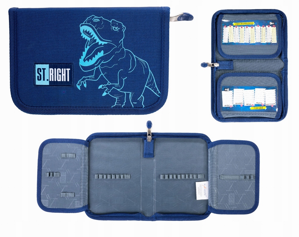 Školský peračník - Puzdro s dvojdotným ceruzkou bez vybavenia T-Rex St.right
