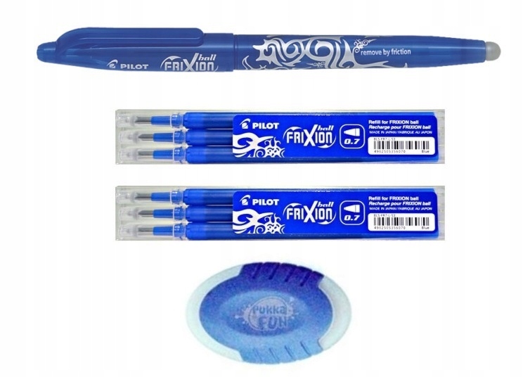 Pilot Frixion 0,7 pilot, 6 vložiek, gumy
