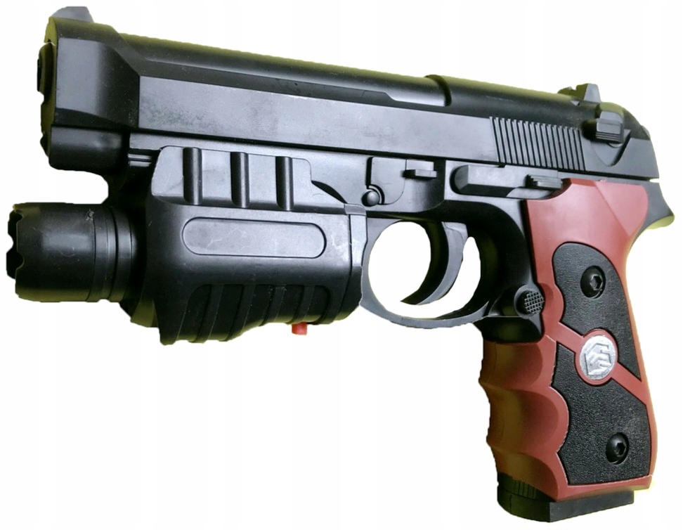 Pružinová pištoľ na plastové guličky AIRSOFT laserová baterka P-779B 18+