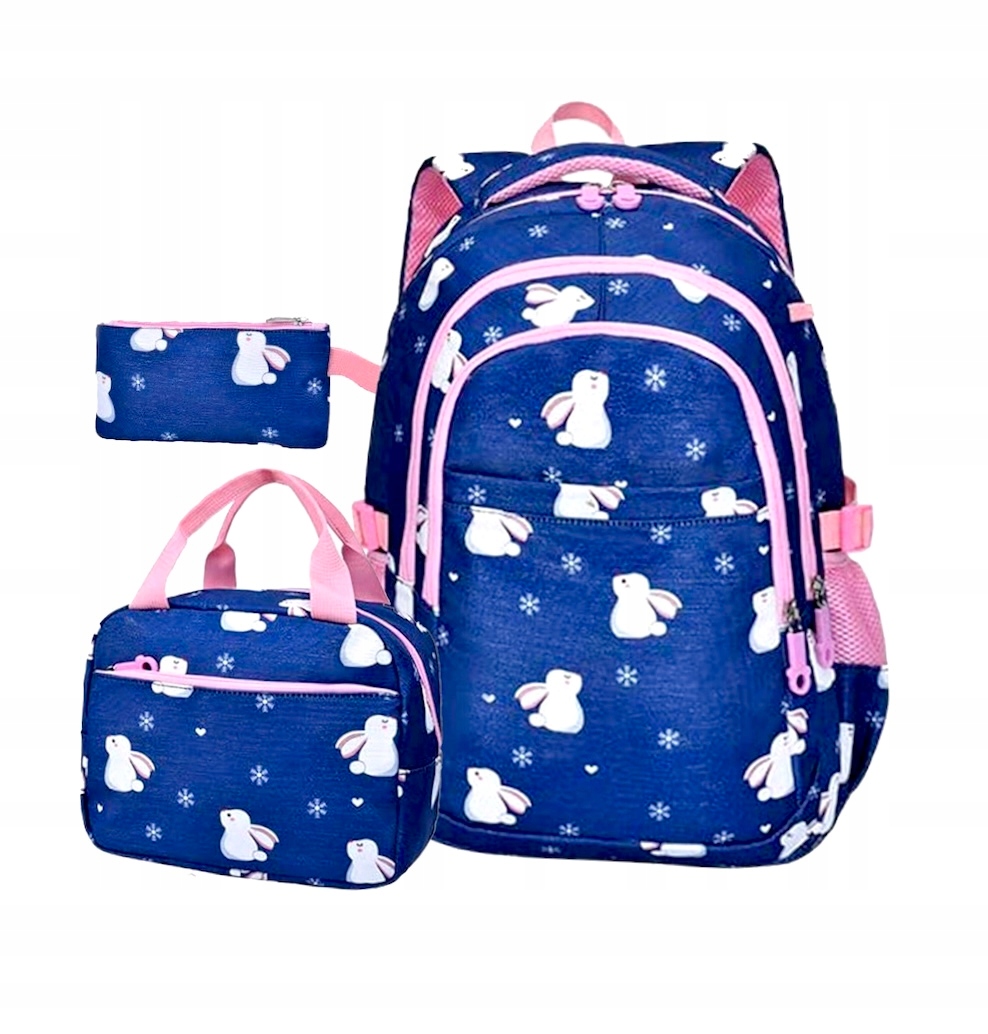 Multi -Chamber School Backpack F & N Shades of Blue, Shades of Pink, Multi -Colored