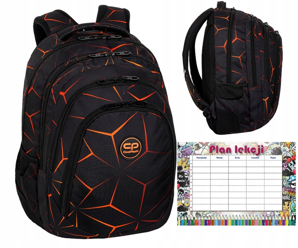 Coolpack School Backpack Black Orange +plán