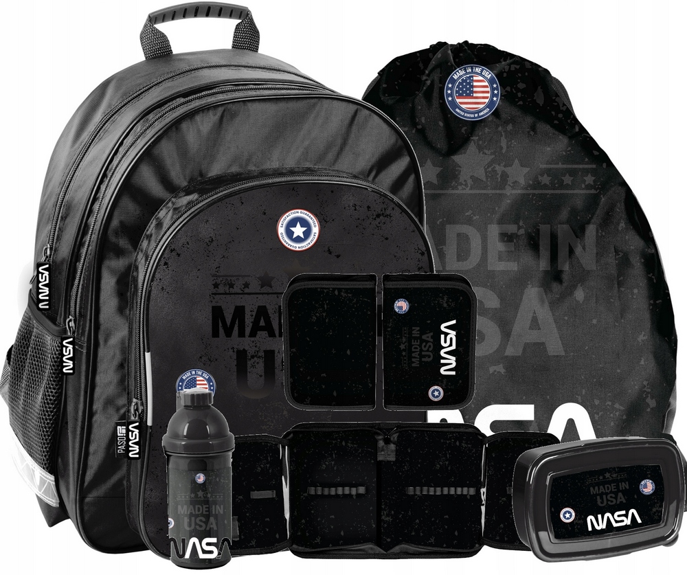 NASA School Backpack Black Set pre chlapca 1-3
