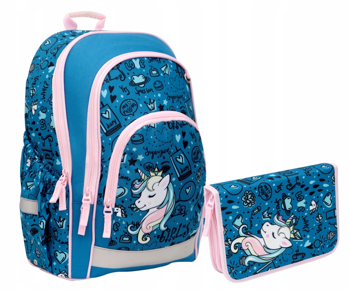 Batoh školy a ceruzka Hama Blue Unicorn Set