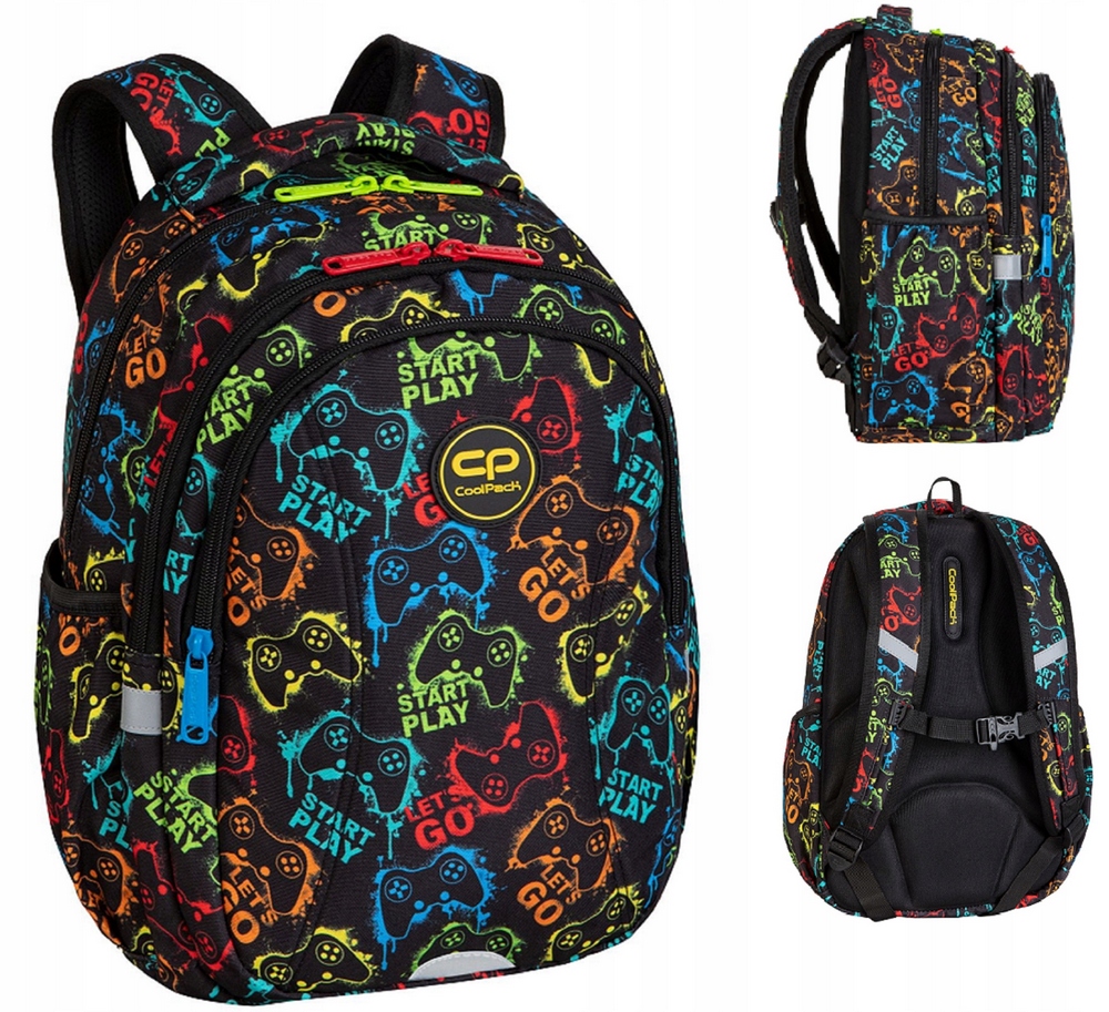 Coolpack multi -chamberový batoh, čierne odtiene, odtiene žltej a zlatej, viacstoliteľné 21 l