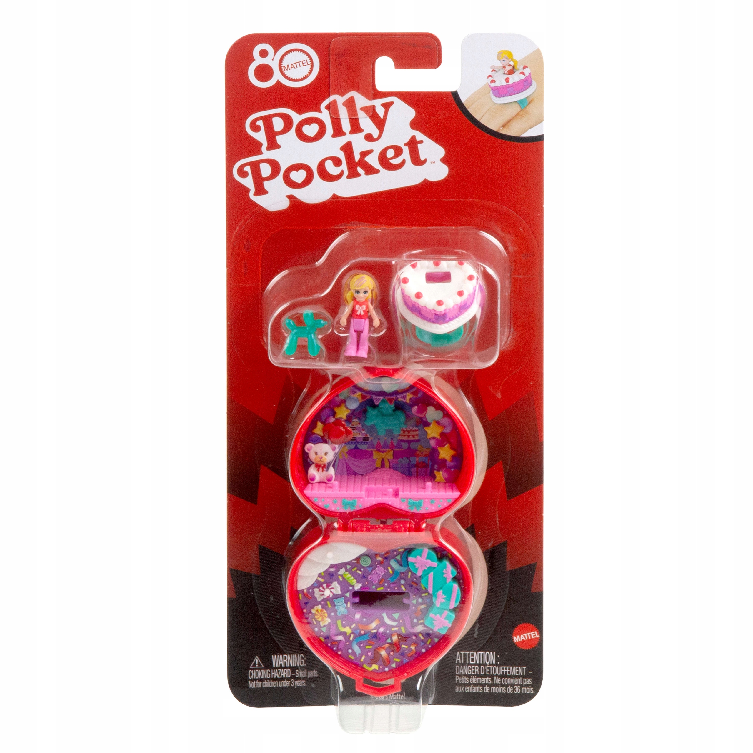 Polly Pocket 80. výročie Mattel výročná kompaktná sada s prsteňom
