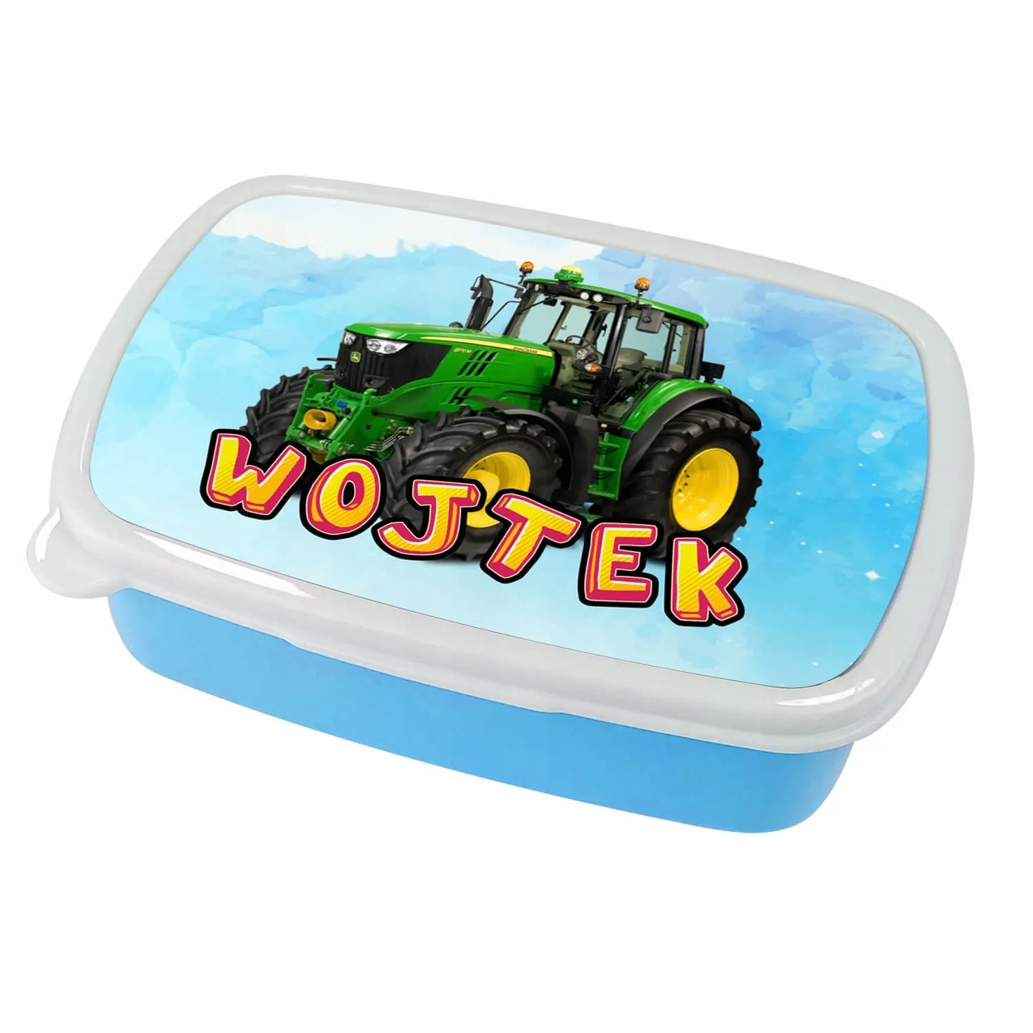 Detský desiatový box, fľaša - Sendvičová skrinka - zelený traktor +meno.