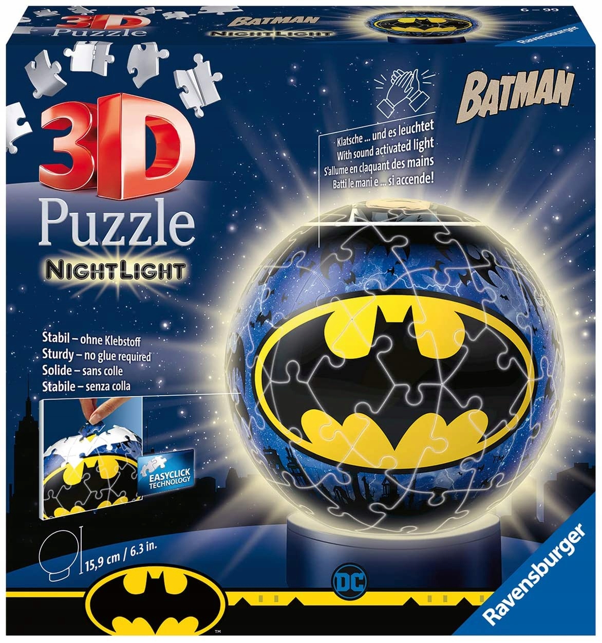 3D puzzle 72 dielikov Batman svietiaca lopta Ravensburger 111626