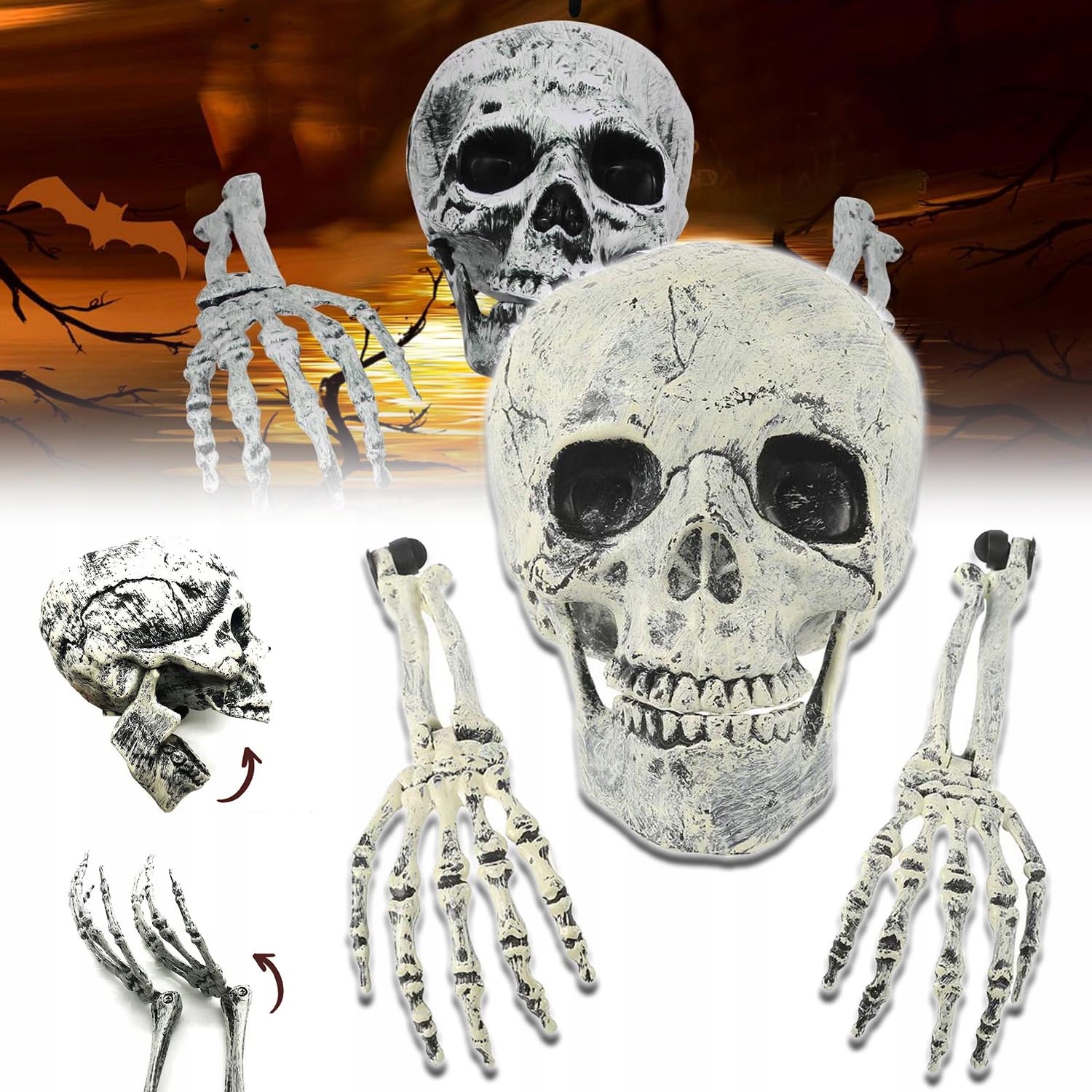 REALISTICKÁ A STRAŠIDLÁ DEKORÁCIA KOSTRA NA HALLOWEEN, ZÁHRADU