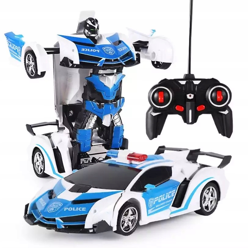 RC auto - Diaľkový -Kontrolný robot 2in1 Policajná polícia