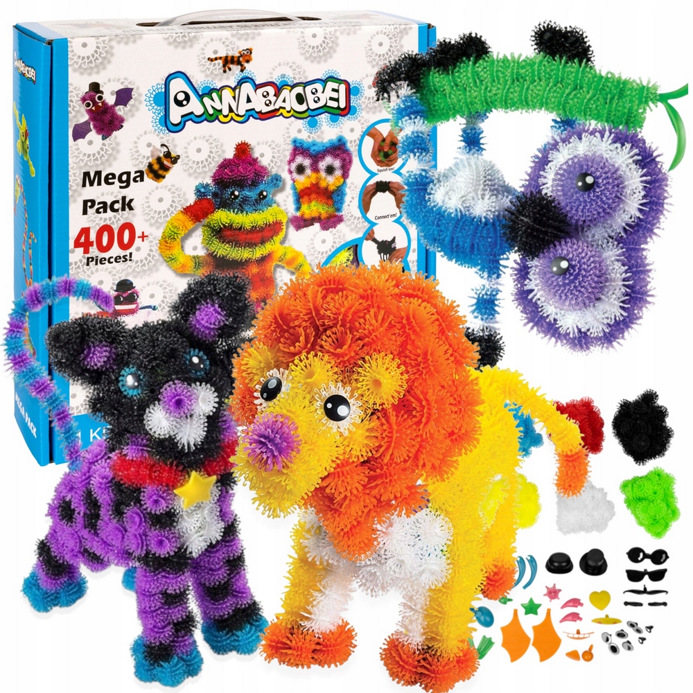 Kreatívna sada - ČIAPKY NA VELCRO BLOCKS FAREBNÉ LOPTIČKY SADA KREATÍVNYCH PUZZLE 436 PRVKOV.