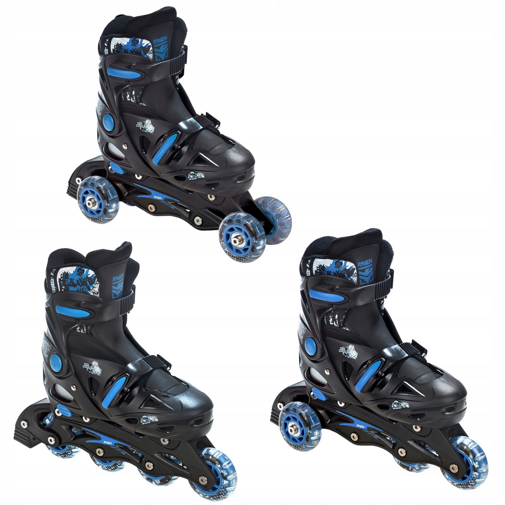Roller Wrotki 3v1 RAVEN Singer Black / Blue 33-36