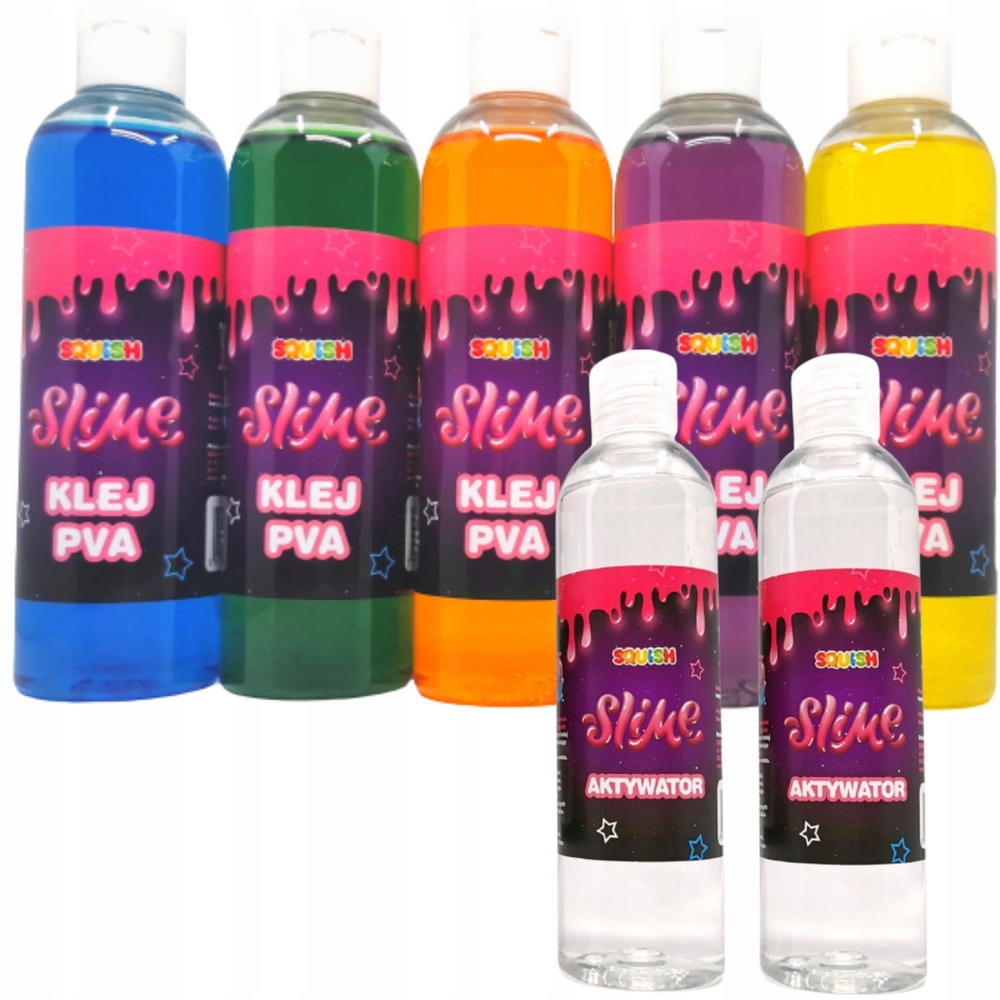 Squish Slime PVA X 4 neónové lepidlo + aktivátor 500ml