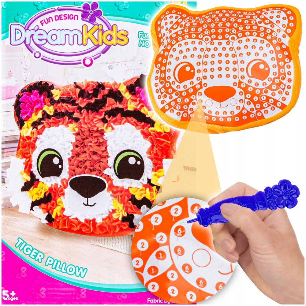 Kreatívna súprava pre deti Plyšová hračka Tiger MASCOT DIY vyšívací vankúšik