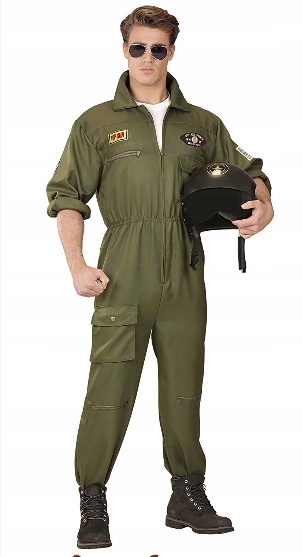 Kostým, maska - Smiffys Pánske kombinézy Khaki Top Gun