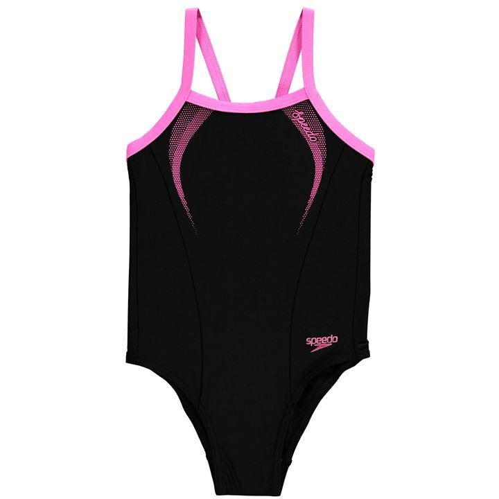Detské plavky - Speedo One -kus kostým 152 čierny, ružový