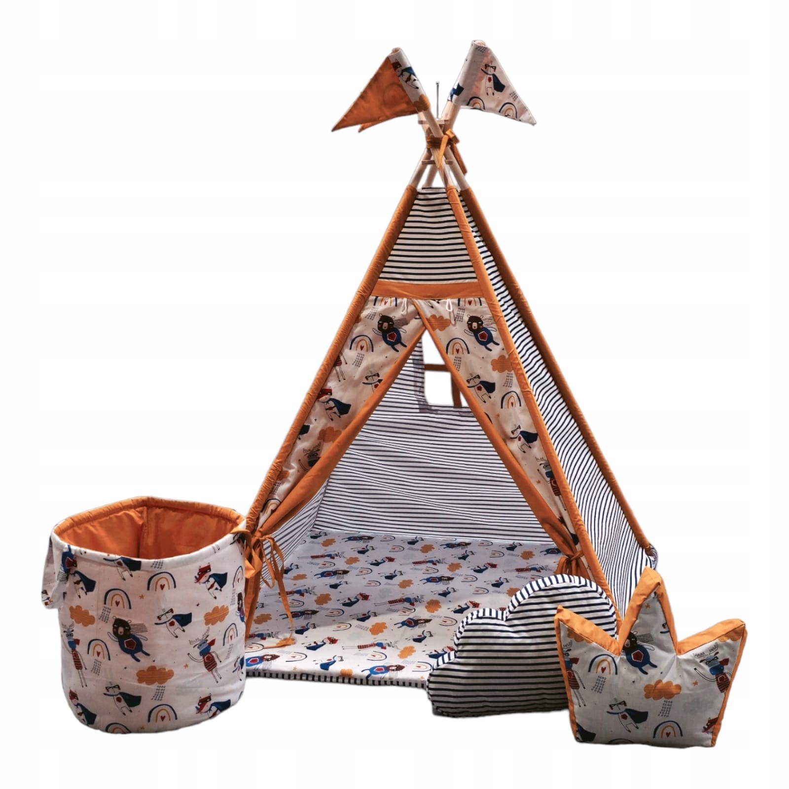 STAN pre deti TIPI WIGWAM ako darčeková taška vankúše rohožka okno SET