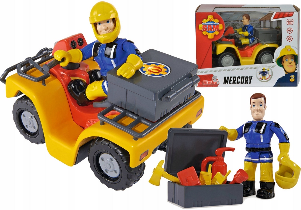 Hasičské auto - Hasič Sam Quad Mercury + Figurine sama ortuť
