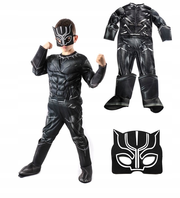 Kostým pre chlapca- Black Panther Outfit + Avengers Mask 9-10 rokov