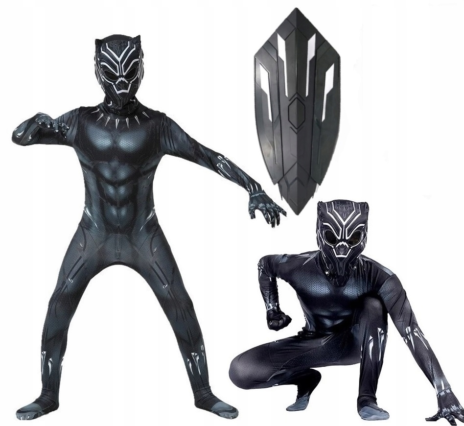 Kostým pre chlapca- Black Panther Outfit Skin Cosplay 104/110 + štít
