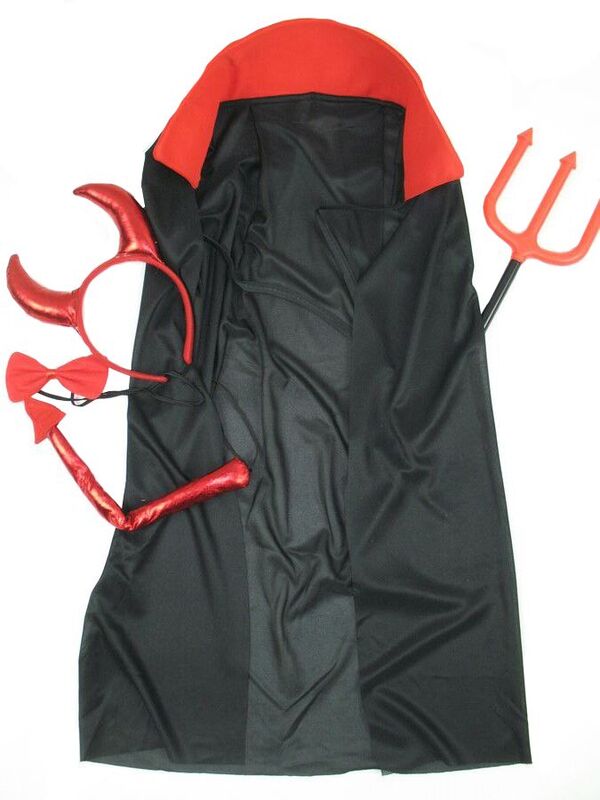 Kostým, maska - Devil's Outfit Horns Tail Forks Cape 140-164 cm