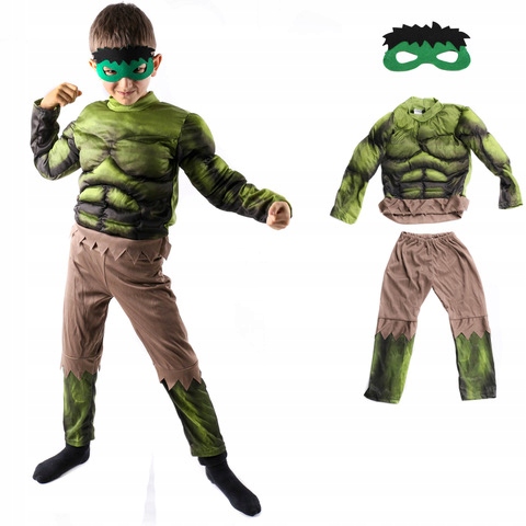 Kostým pre chlapca- Hulk Outfit + Mask Avengers Ball Carnival 4-6L