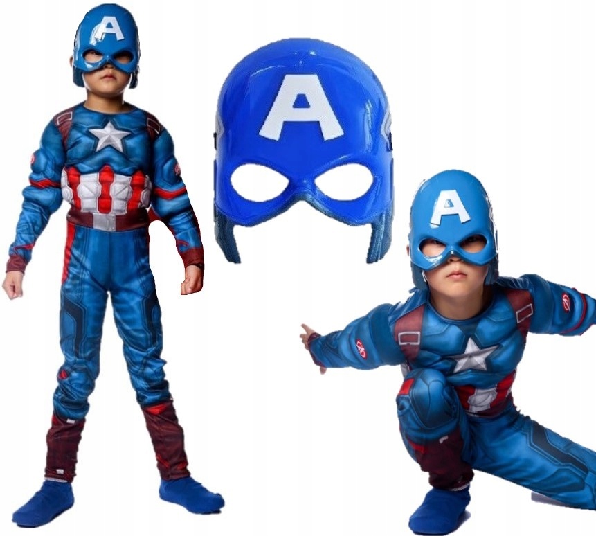 Kostým pre chlapca- Kostým kapitán Amerika Mask svaly zábava 122/128