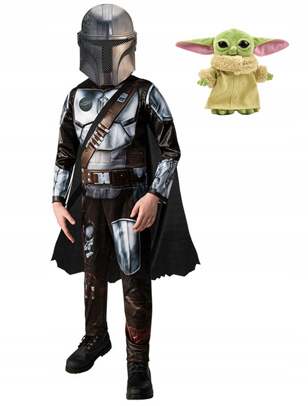 Kostým pre chlapca- Mandalorian Outfit + Baby Yoda 110/116 maskot