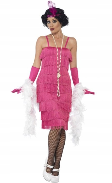 Kostým, maska - Retro oblečenie 20 flapper ružových elegantných m
