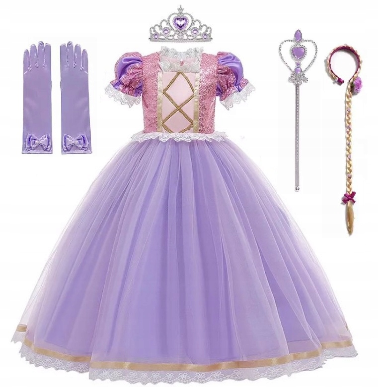 Dievčenské šaty - Rapunzel outfit Tangled Dress Ball 110