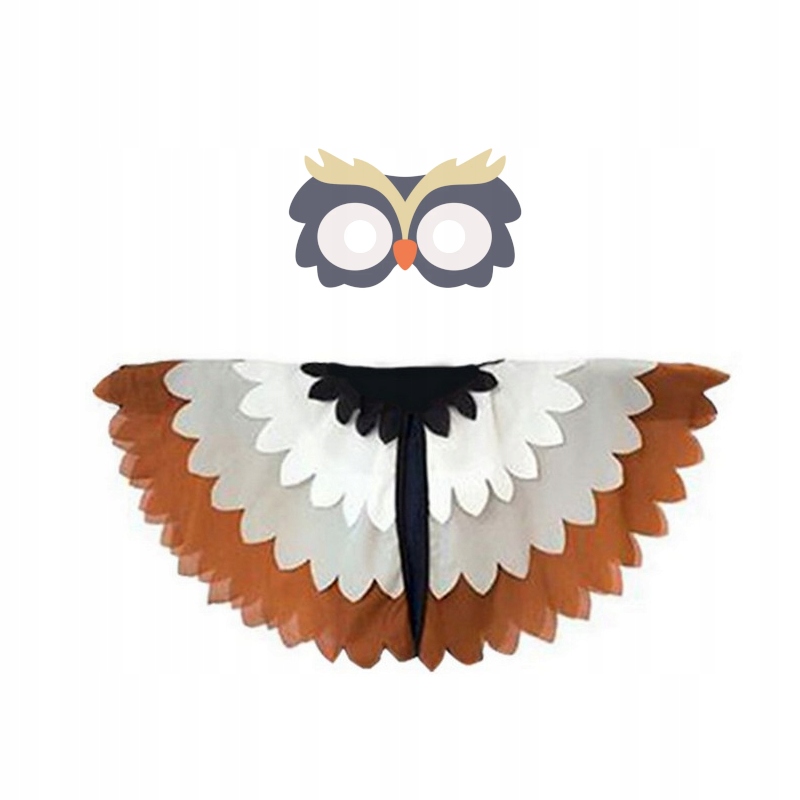 Kostým pre dievča - Owl Outfit Capes Brown-Gray Mask 2el