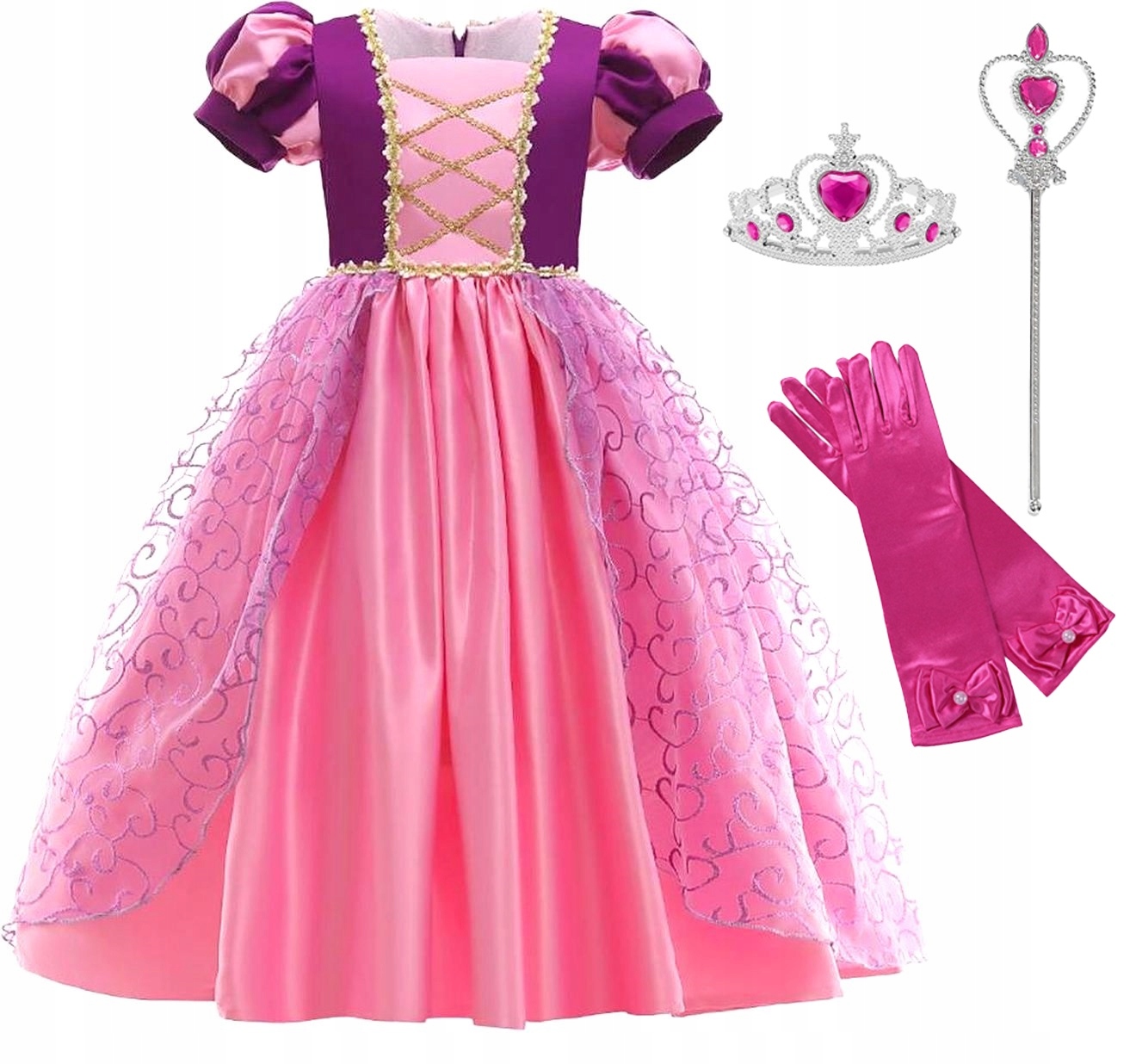 Kostým pre dievča - Šaty Rapunzel Ball Dress Dressing Dressing 122/128