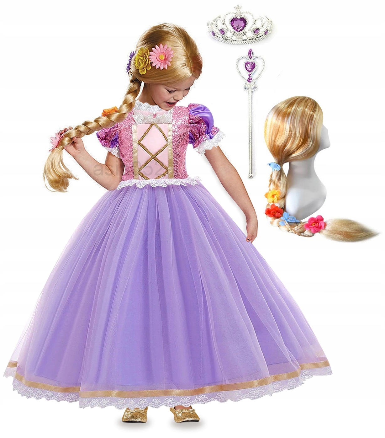 Kostým pre dievča - Rapunzel Dress Dress Delux Tangled 104/110