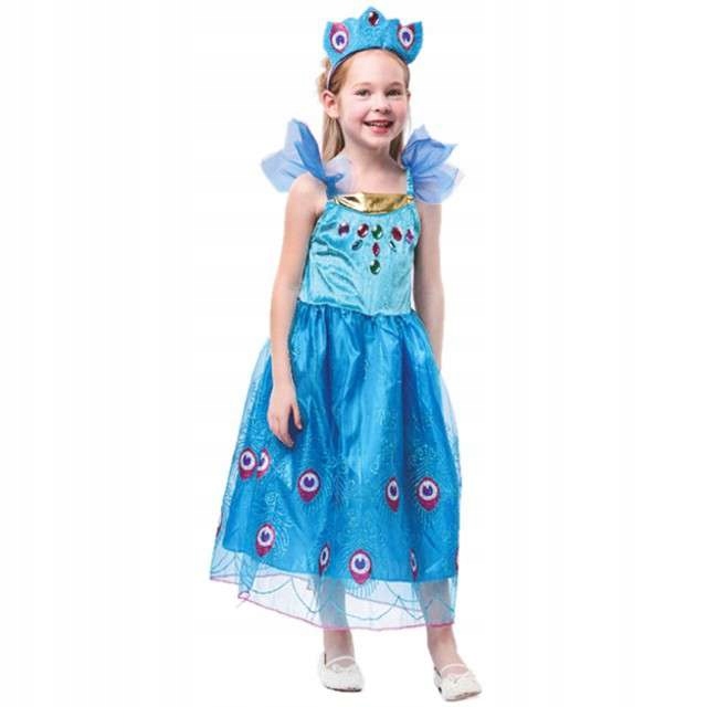 Kostým pre dievča - Peacock Pavia Outfit Blue Dress Peacock 4-6 rokov