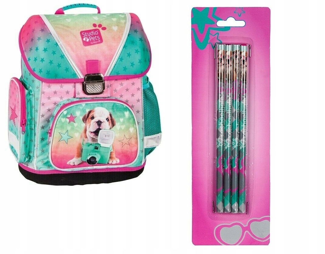 Aktovka - Štúdio Domáce zvieratá School School Bag + ceruzky