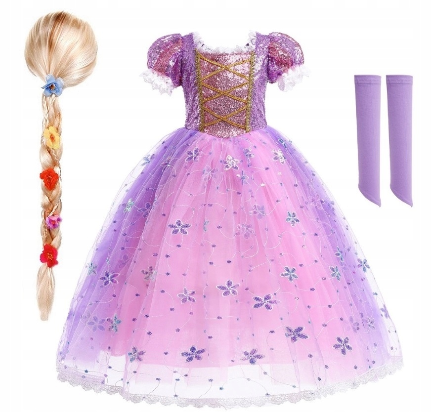 Kostým pre dievča - Rapunzel Dress Costume Stagged Parochňa