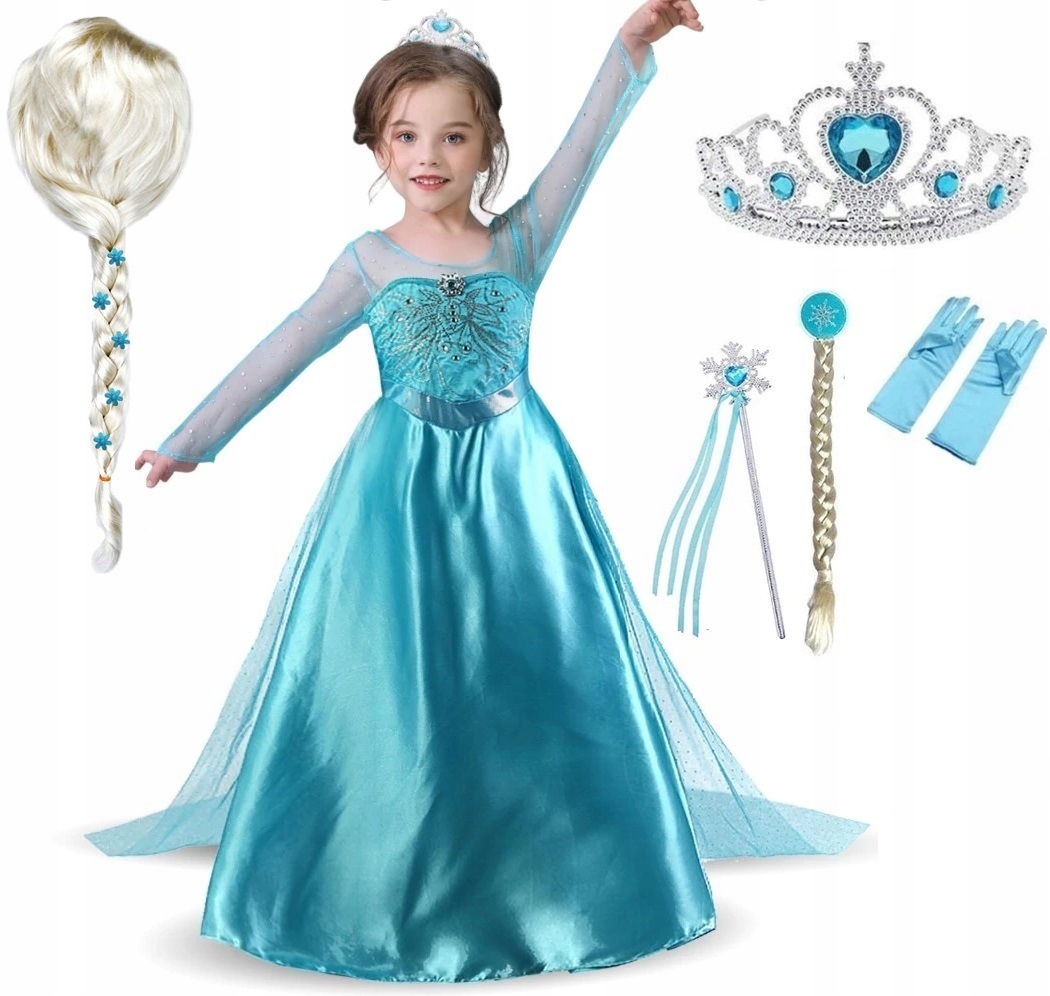 Kostým pre dievča - Elsa Elza + Peruka Dress Dress + Set 98/110