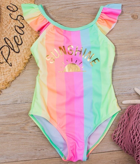 Detské plavky - Jeden -kus outfit. 98 ružové, tyrkysové, žlté